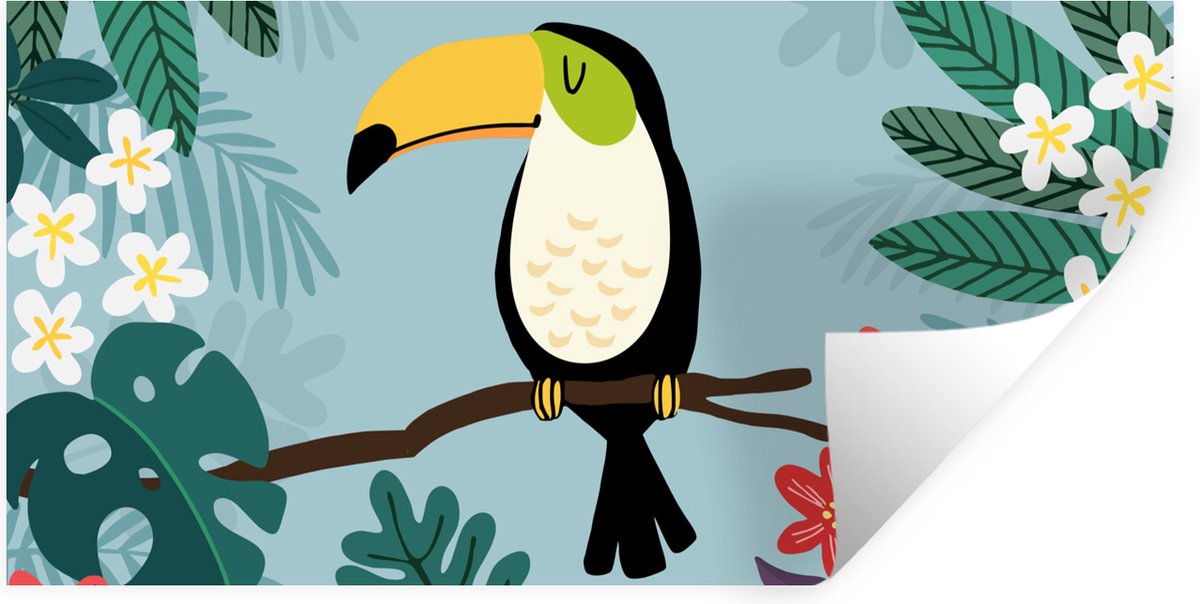 Muurstickers - Sticker Folie - Toekan - Planten - Bloemen - Kinderen - Dieren - Kids - 160