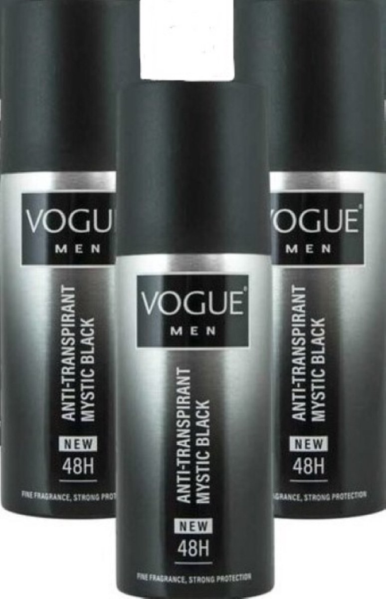 Goedkoopste Vogue MEN - Mystic Black 48H Deodorant / Anti-Transpirant - 3 x 150 ml