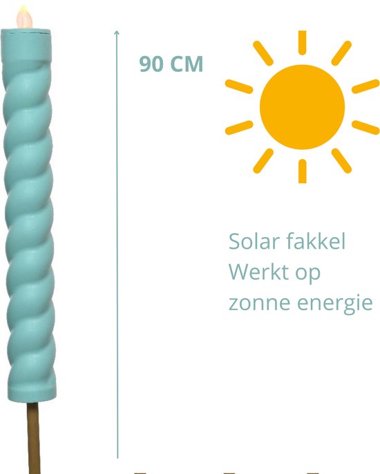 Aandeslagvoorjou - Solar Fakkel Swirl - Ledlamp - Led Kaarsen - Solar Lantaarn - Tuinfakkel - Zonneenergie - Fakkels Blauw - Tuinlampen op Zonneenergie Buiten - Tuinlamp Staand - 90 cm Hoog