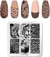 Nail Art Stempel plaat - French manicure - nagellak acryl - Afrika dieren Sjabloon