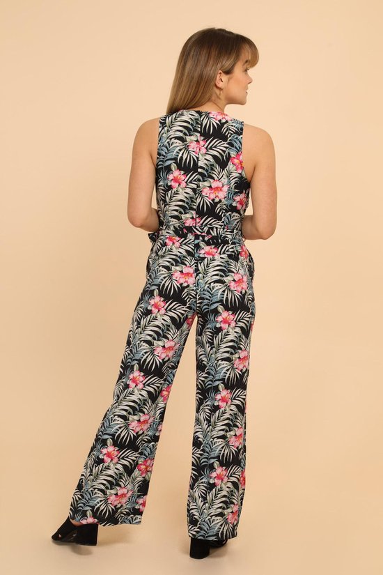 Magnifique combinaison noire à motif fleuri - femme - taille 38