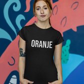 Zwart Koningsdag T-shirt - MAAT M - Dames Pasvorm - Tekst Oranje