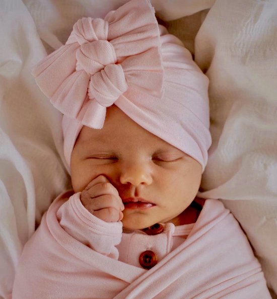 Baby Turban strikken geschikt voor 6 tot 18 maanden roze