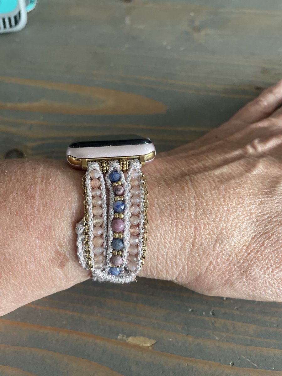 Applewatch horlogebandje Bohemian ibiza fijne glazen kraaltjes 42-44-45mm met geknoopte sluiting
