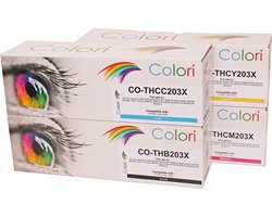Set 4x Colori huismerk toner geschikt voor HP Laserjet Pro M254 M254dw M254nw Laserjet Pro MFP M280 M280nw M281 M281fdn M281fdw 203X CF540X CF541X CF542X CF543X 203A CF540A CF541A CF542A CF543A