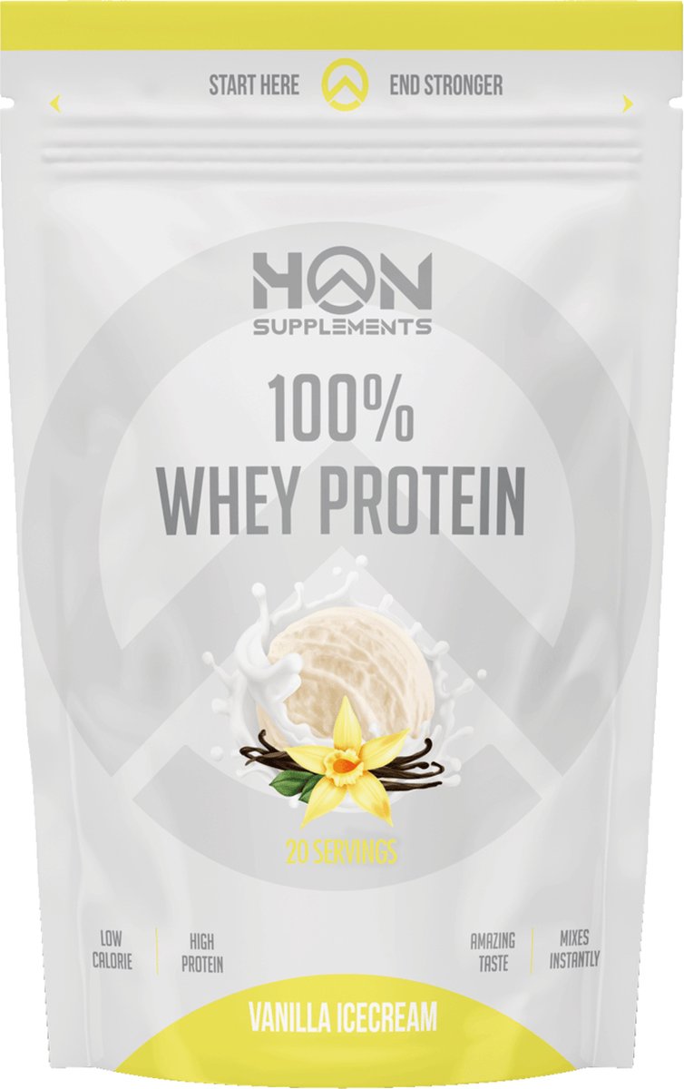 HON - 100% Whey Protein (Vanilla Ice Cream - 500 gram) - Eiwitshake - Eiwitpoeder - Eiwitten - Sportvoeding - 20 shakes