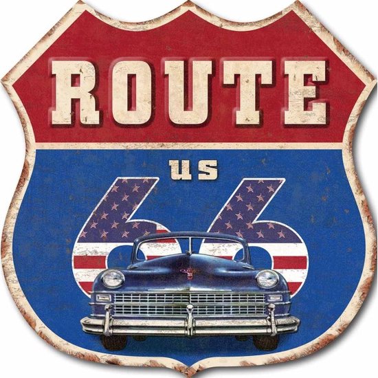 Wandbord Schild Amerika - Route 66 US