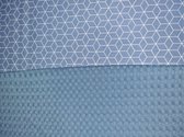 Boxopbergzak - 60 x 50 cm - blauw - jeans katoen met witte ruit