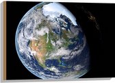 Hout - Licht en Donker op Aarde in het Heelal - 75x50 cm - 9 mm dik - Foto op Hout (Met Ophangsysteem)