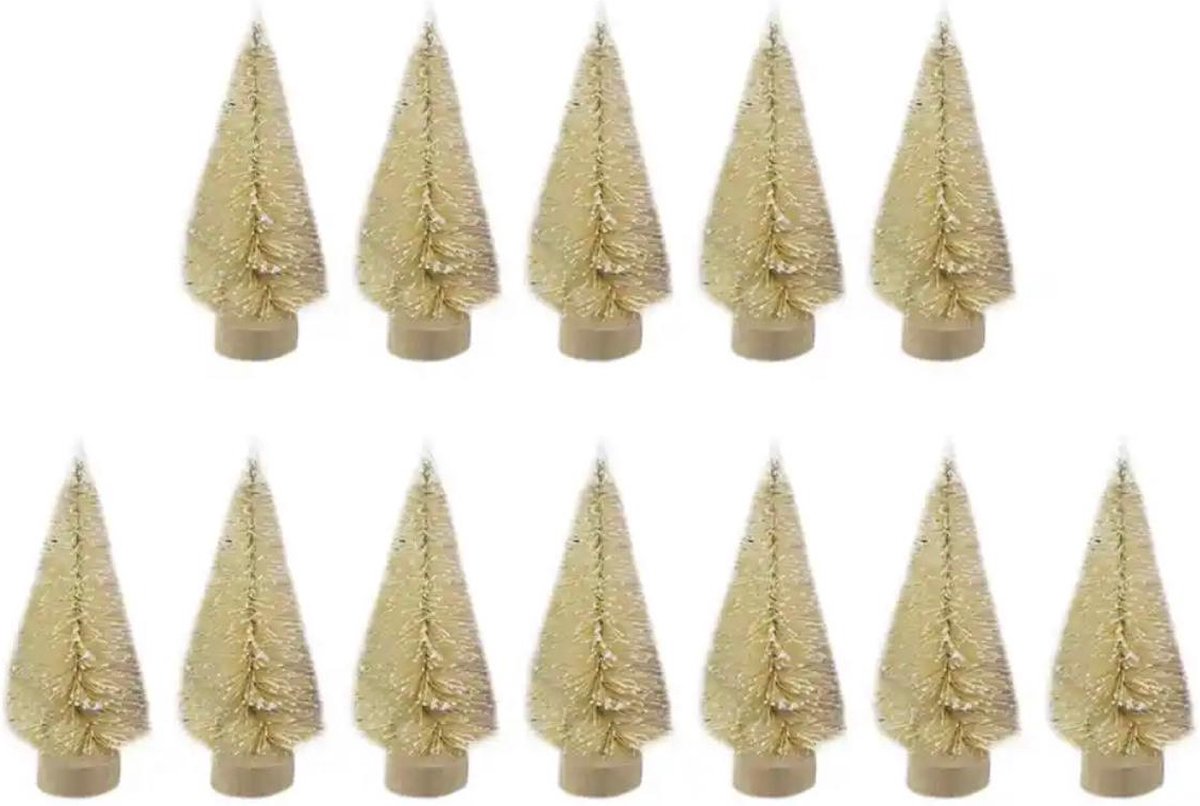 Mini kerstboom set van 7 stuks in diverse kleuren voor kerstdecoratie - boomversiering met kerstman en dennenboom.