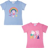 Peppa Pig Shirt - Set van 2 stuks - Blauw/Roze - Maat 110/116