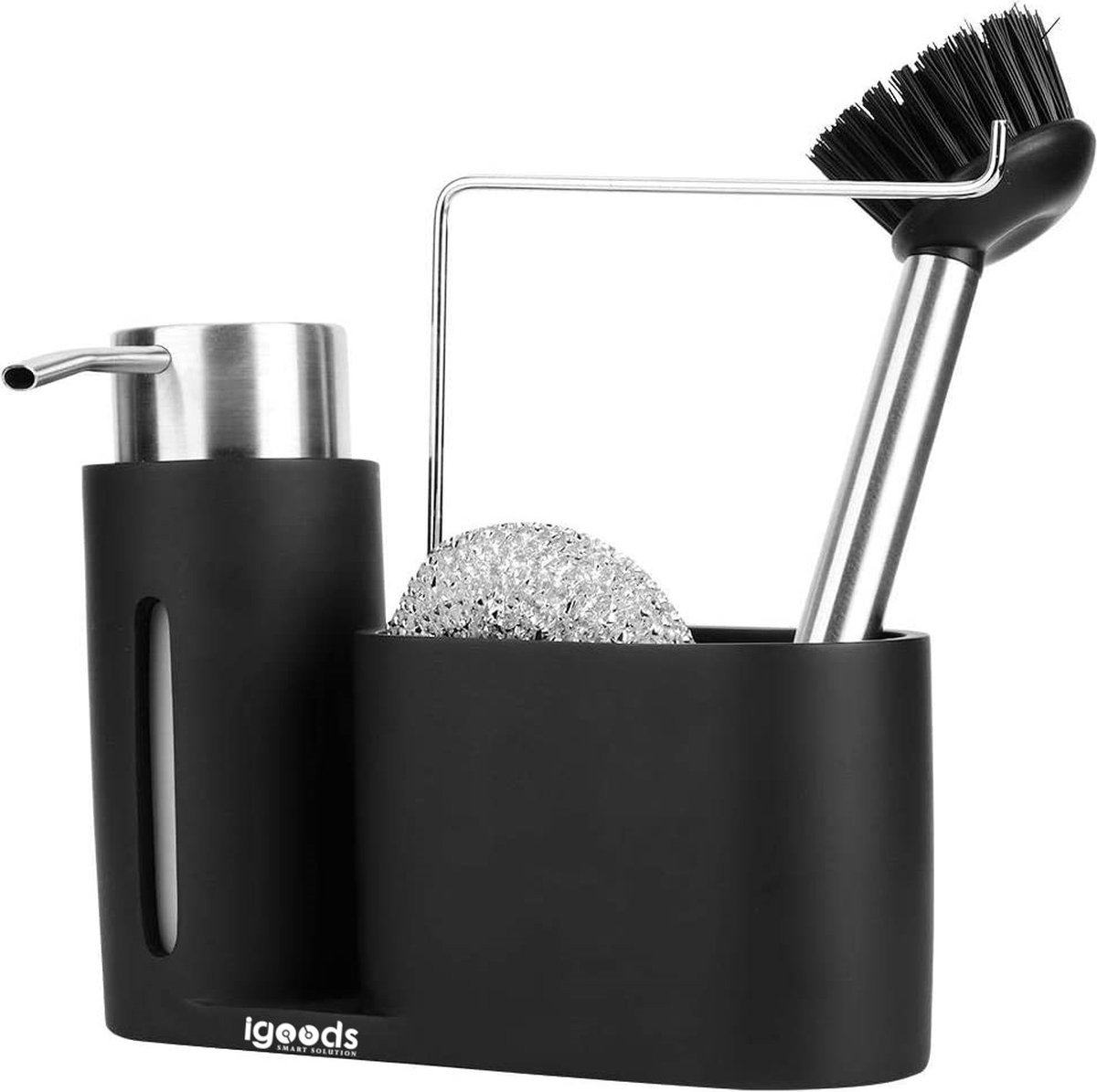 Igoods Zeep Pompje Set - Dispenser Set - Hygiene Set - Badkamer Bak - Inclusief Schuurspons & Schoonmaakborstel
