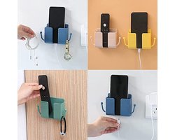 Opbergdoos voor wandmontage, wandhouder, organizer met haken, afstandsbediening, houder organizer, met 2 haken, voor plaatsing van afstandsbediening, mobiele telefoon, hoofdtelefoon, bekijken