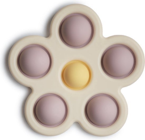 Mushie Press Toy Flower - Sensorisch speelgoed voor fijne motoriek - Soft Lilac