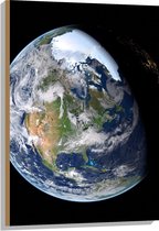 Hout - Licht en Donker op Aarde in het Heelal - 60x90 cm - 9 mm dik - Foto op Hout (Met Ophangsysteem)