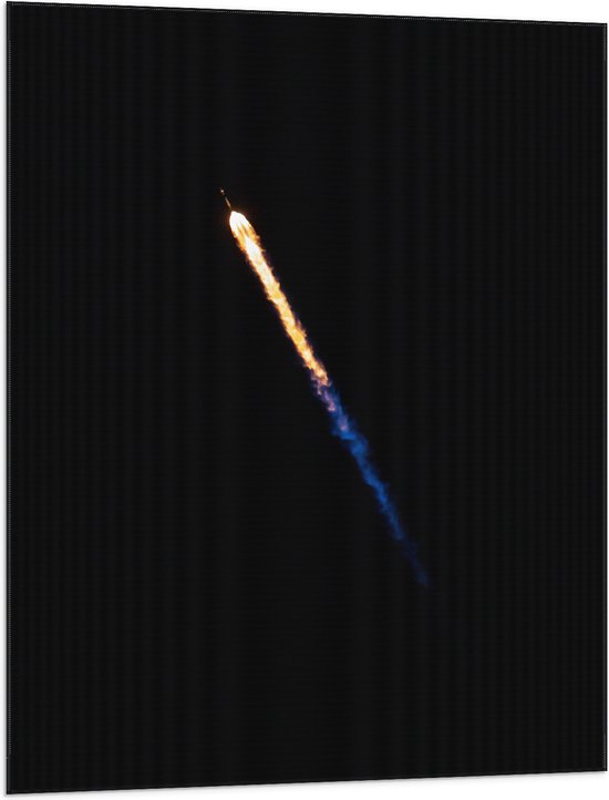 Vlag - Opstijgende Raket met Vuurstreep - 75x100 cm Foto op Polyester Vlag