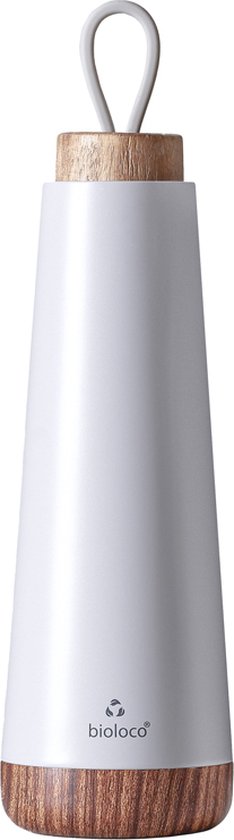 Bioloco Loop Thermosfles Wit - RVS - Dubbelwandig - Houten dop 500ml | bol