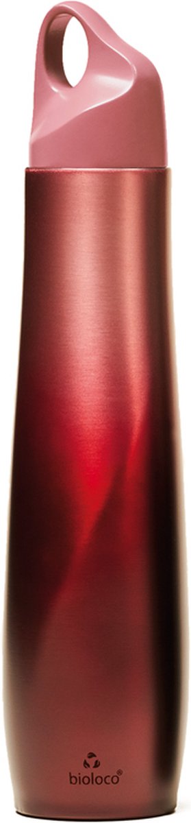 BioLoco Drinkfles RVS Curve - Metalic Roze/Rood - 420ml - Dubbelwandig