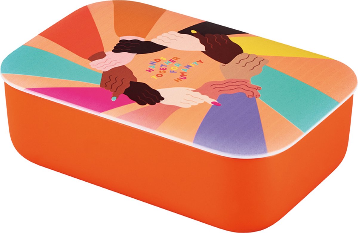 Goedkoopste BioLoco PLA classic lunchbox hands together - 12x17x5cm