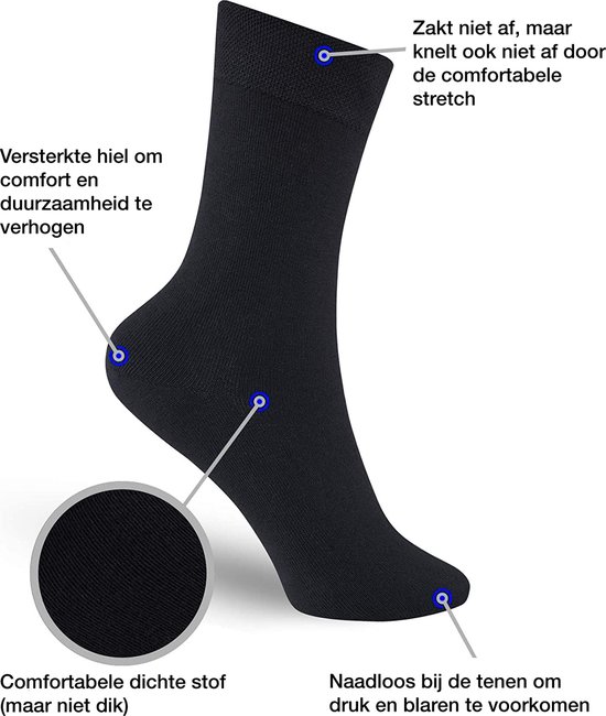 Jacob & Roy's 9 Paires de Chaussettes Noir/Bleu/Gris - Chaussettes - Hommes & Femmes - Coton - Taille 43-46 - Chaussettes - Sans Couture