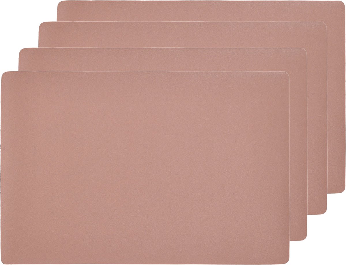 Zeller placemats lederlook - 6x - 45 x 30 cm - zalmroze - onderleggers - ontbijt/diner