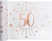 Santex Tafelloper op rol - 50 jaar verjaardag - Abraham/Sarah - wit/rose goud - 30 x 500 cm