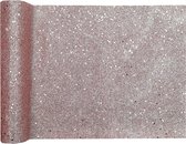 Santex Glitter Tafelloper op rol - rose goud - 28 x 300 cm - polyester