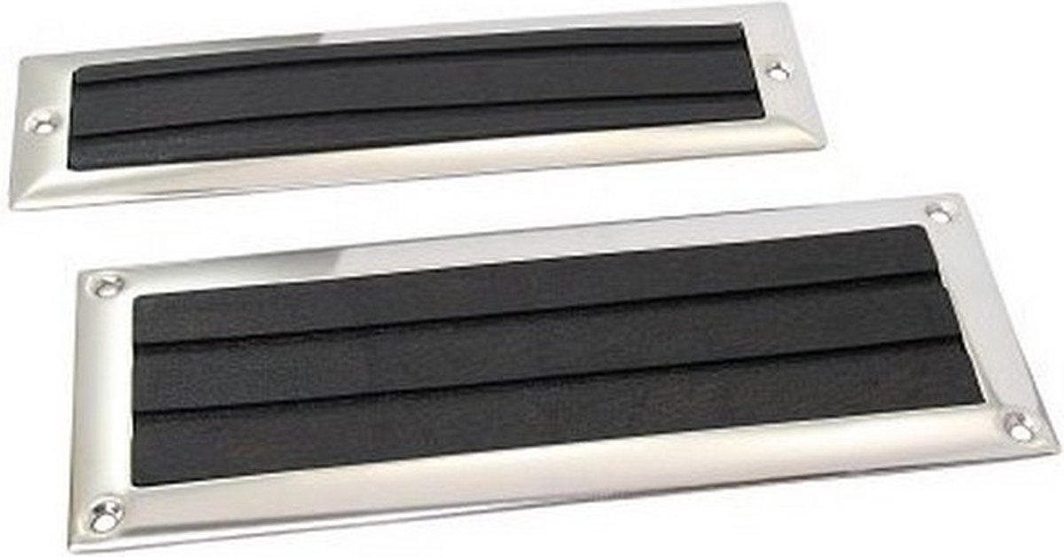 RVS opstapplaat met rubberen inleg - Lengte x Breedte: 222 x 83 mm