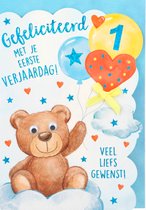 Depesche - Kinderkaart met de tekst "1 - Gefeliciteerd met je eerste verjaardag" - mot. 027