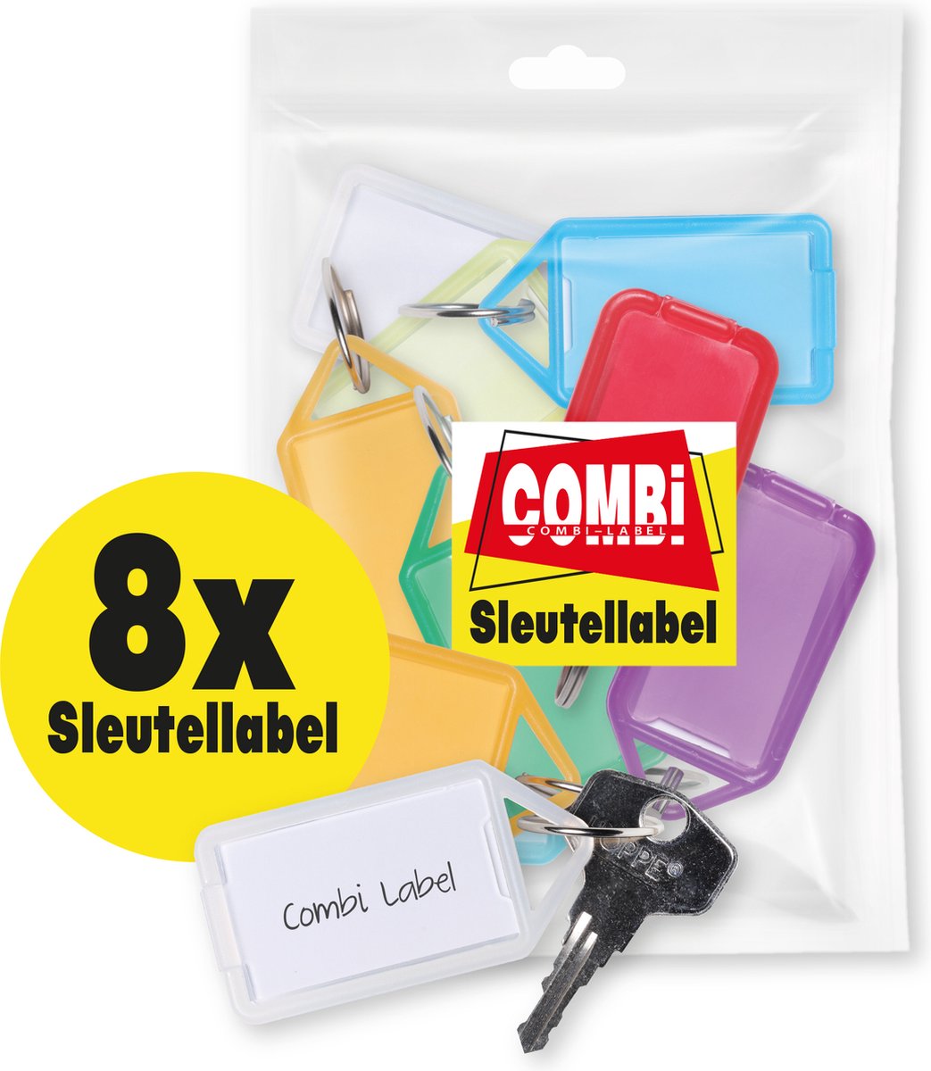 Combi-Label Openklapbare Openklapbaar Sleutellabel – Sleutellabels met inlay - Sleutelhanger - Naamlabel – 8 stuks