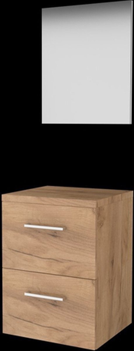 Basic-Line Basic 46 badkamermeubelset - 50x46cm - met grepen - 2 lades - wastafelblad - Spiegel - MFC Whisky Oak