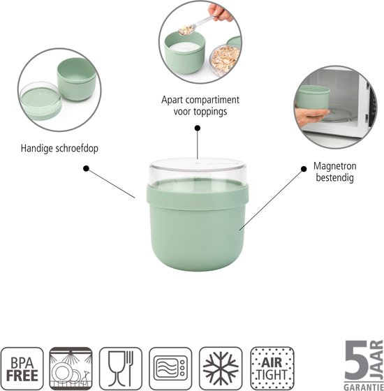 Brabantia Make & Take Pot de yaourt à emporter - 0 l - Plastique - Vert jade
