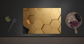 Inductieplaat Beschermer - Hexagon Wand in het Goud - 70x52 cm - 2 mm Dik - Inductie Beschermer met zwarte kern