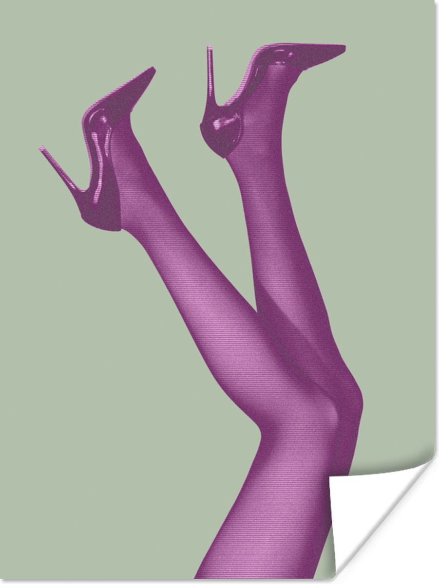 Poster Benen - Hakken - Groen - Roze - 60x80 cm