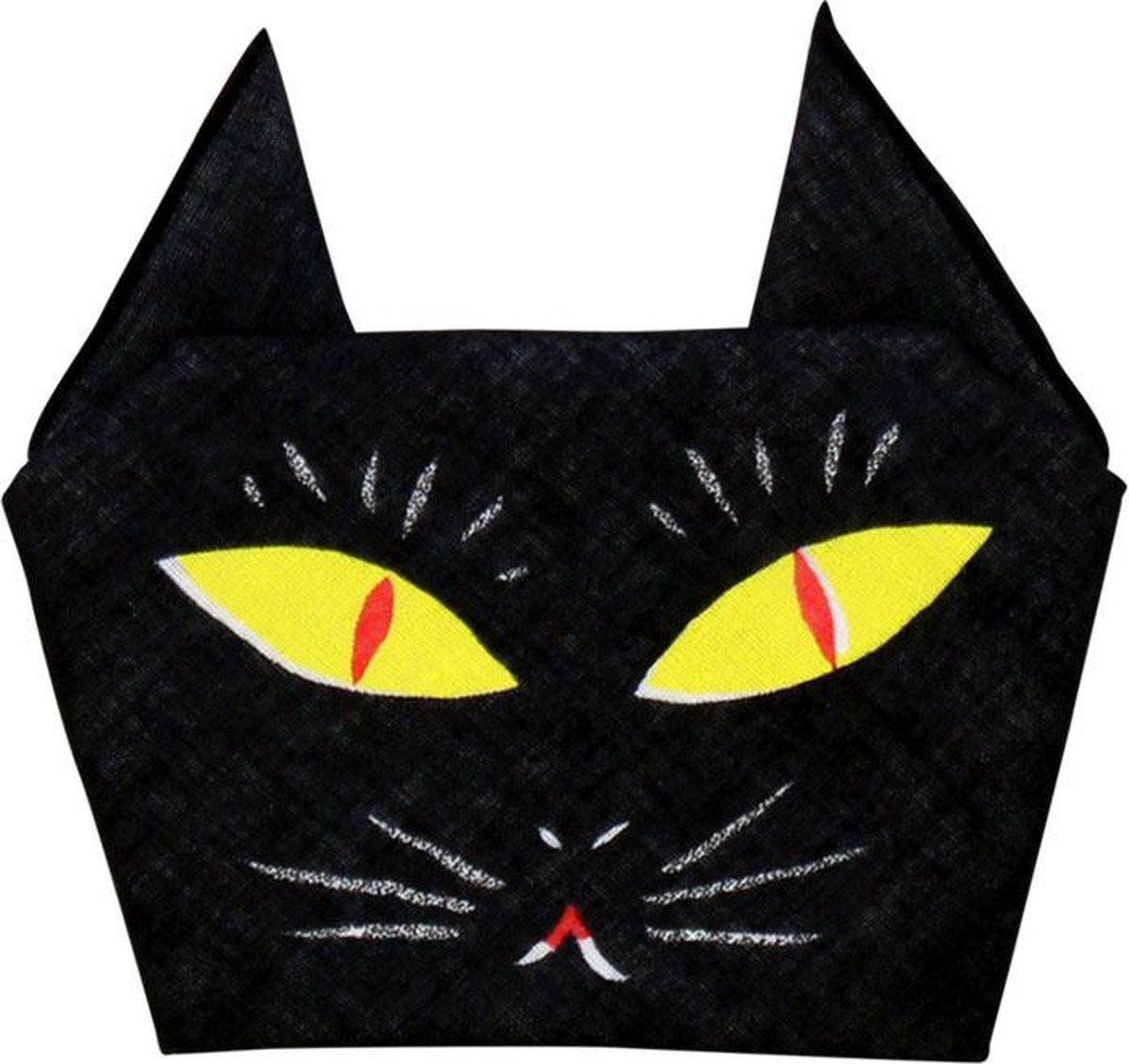 Goedkoopste Musubi Origami Zakdoek Kat Zwart - Herbruikbare Katoenen Zakdoek - Gevouwen Handpop - Print Poes Zwart - 35x35cm - Milieuvriendelijk - Kids - Made in Japan