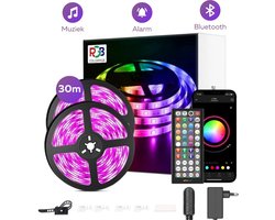 LED Strip Licht 30 Meter - Muzieksynchronisatie + Kleurverandering - Ingebouwde Microfoon - App…