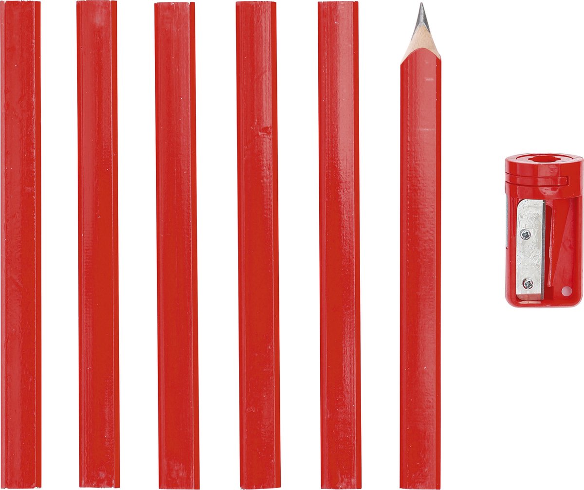 BGS 85853 - Crayons de menuisier | 175 mm | avec taille-crayon | 7 pièces