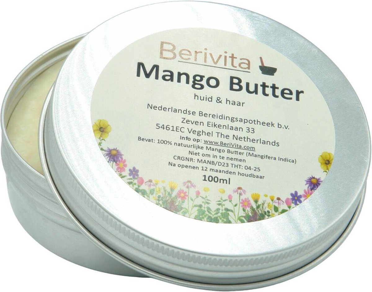 Mango Butter Puur 100ml Blik - Onbewerkte Mangobutter voor Huid en Haar