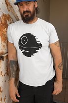 Rick & Rich - T-Shirt Death Star - T-Shirt Star Wars - Wit Shirt - T-shirt met opdruk - Shirt met ronde hals - T-shirt Man - T-shirt met ronde hals - T-shirt maat S