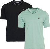 2-Pack Donnay T-shirt met V-hals - Sportshirt - Heren - Black/Sage Green - maat 3XL