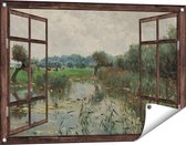 Gards Tuinposter Doorkijk In de Uiterwaarden van de IJssel - Willem Roelofs - 90x60 cm - Tuindoek - Tuindecoratie - Wanddecoratie buiten - Tuinschilderij