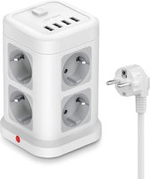 Intelectro Stekkerdoos - Laad uw Apparaten Veilig en Snel op met onze Krachtige USB-Stekkerdoos - Torenstekkerdoos - Verschillende Veiligheidsfuncties - 3860W - 8 Stopcontacten - 4 USB Poorten - Wit - Levering Sneller dan Aangegeven!