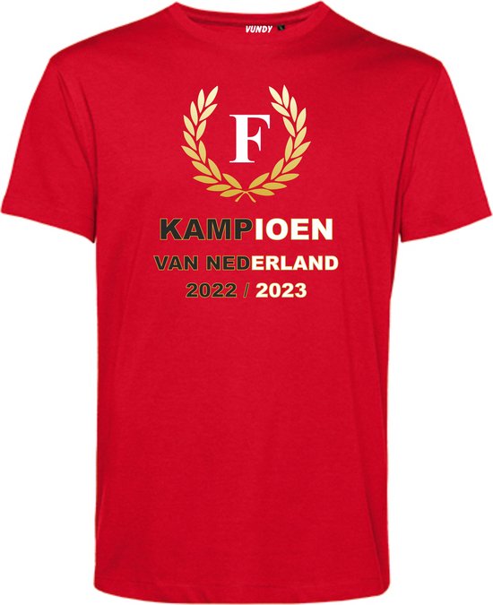 T-shirt kind Krans Kampioen 2022-2023 | Rotterdam Supporter | Shirt Kampioen | Kampioensshirt | Rood | maat 68