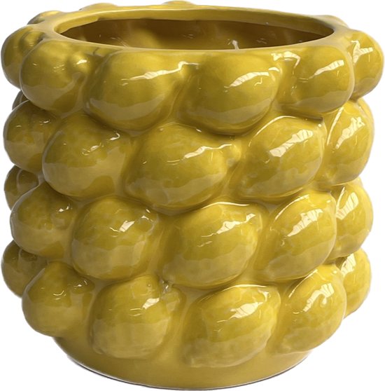 Kandelaar Store - Citroen Vaas Medium Geel - Lemon pot - keramiek - D 17.0  cm x H 15.5 cm | bol.com