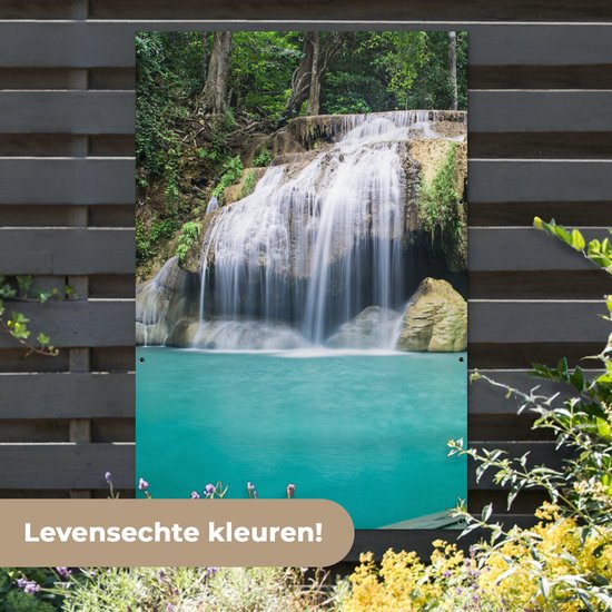 Affiche jardin - Cascade - Water - Nature - Pierre - Arbres - 120x180 cm - Toile jardin - Affiche clôture