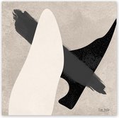 Tuinposter - Reproduktie / Kunstwerk / Kunst / Abstract / - Wit / zwart / taupe / creme - 160 x 160 cm.