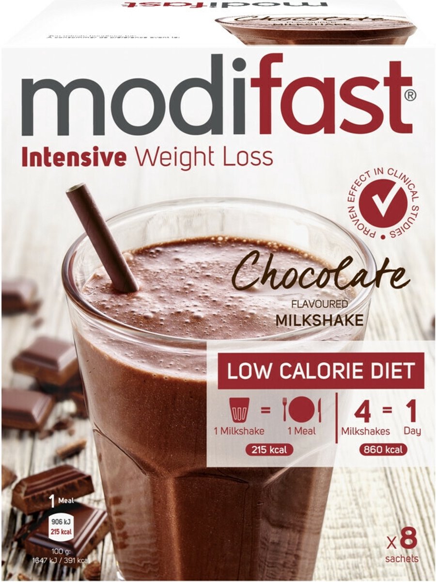 Goedkoopste Modifast Intensive - Milkshake - Chocolade - 8 x 55 gr