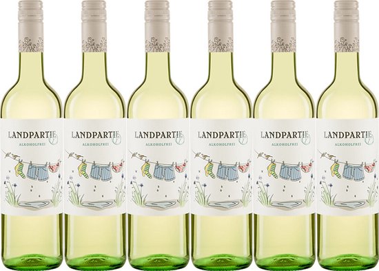 Landparty Wit - Alcoholvrije Biologische Witte Wijn - Zes Flessen voor Echte Smaak zonder Compromis