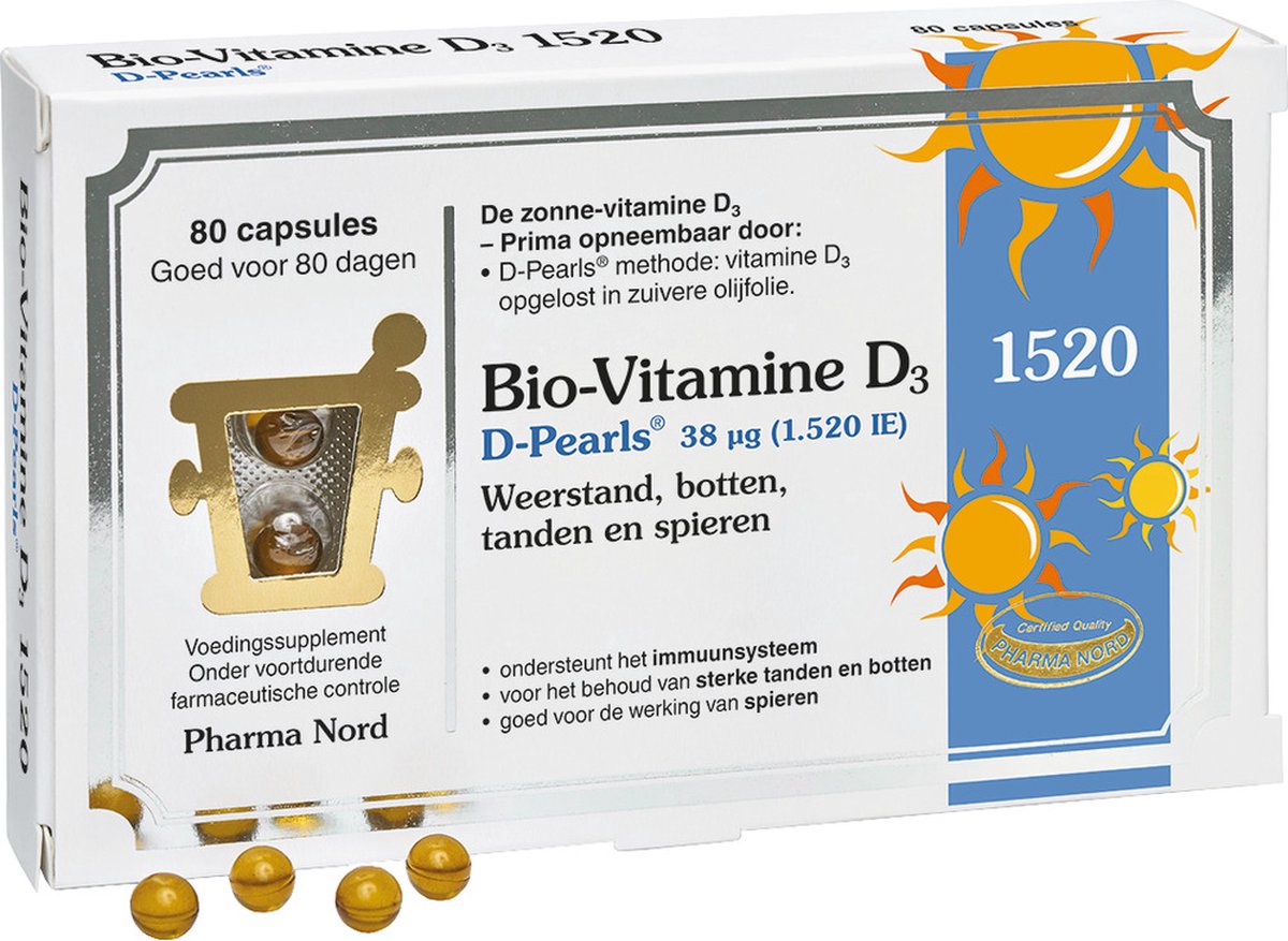 Pharma Nord Bio-Vitamine D3 1520 - 80 parels - Vitamine D