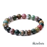 OZ Jewels - Bracelets de perles d'agate d'Inde - Pierres naturelles - Élastique